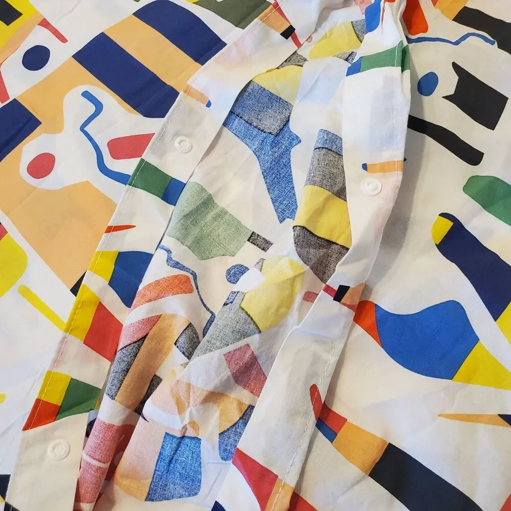 Vtg 1999 IKEA The Overallt Collection Duvet 2 Pillowcases African Print Queen